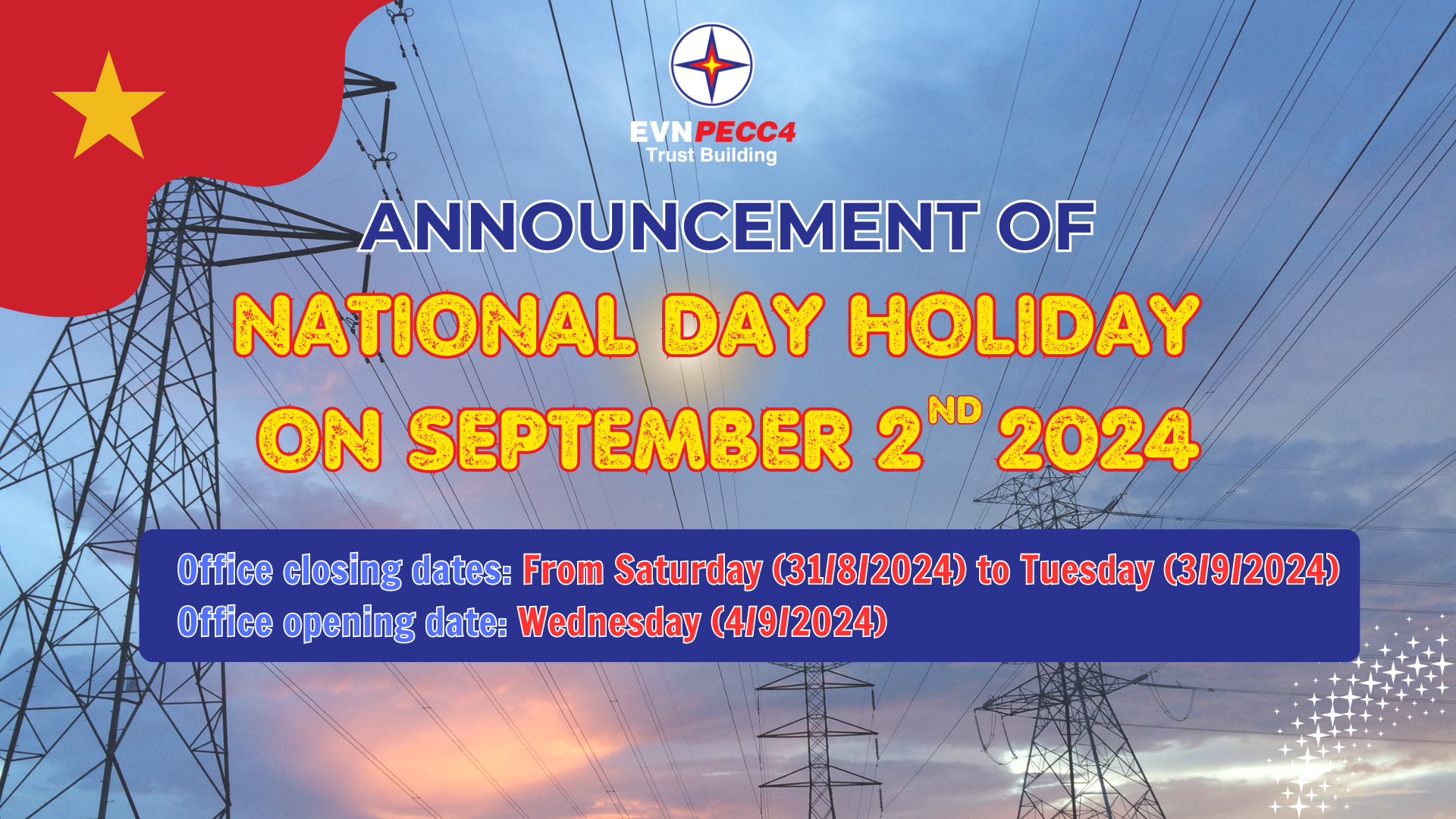Announcement of National Day Holiday on September 2nd 2024